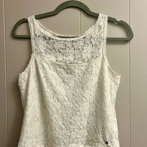 Abercrombie & Fitch White Sleeveless Lace Tank Top